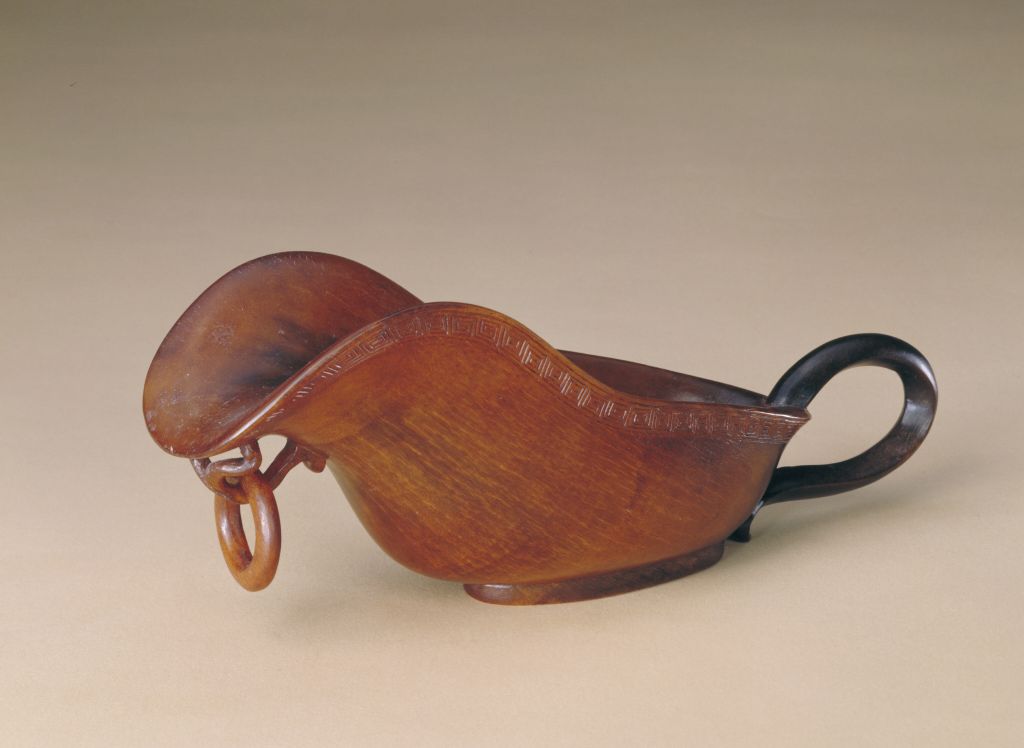 图片[1]-Rhinoceros horn antique carving live ring light element-China Archive
